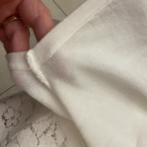 WORTHINGTON women’s WHITE soft KNIT TOP Cap sleeves scoop neck, lace back M - Picture 11 of 12